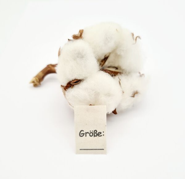 25 St. Textiletiketten Größe___ auf Naturbaumwolle