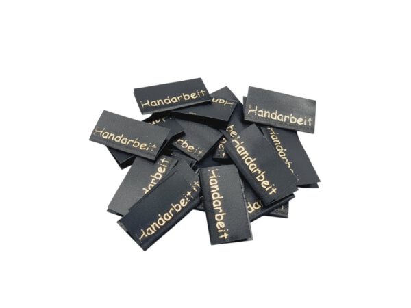 20 Textiletiketten Handarbeit -  schwarz/gold