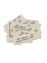 Liebevoll gestaltete Textiletiketten aus Naturbaumwolle – „Für meinen besten Freund“ (25er-Set)