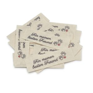 Liebevoll gestaltete Textiletiketten aus Naturbaumwolle – „Für meinen besten Freund“ (25er-Set)