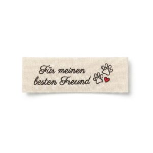 Liebevoll gestaltete Textiletiketten aus Naturbaumwolle – „Für meinen besten Freund“ (25er-Set)