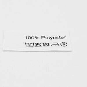 50 Textiletiketten mit der Aufschrift 100% Polyester und Pflegesymbole