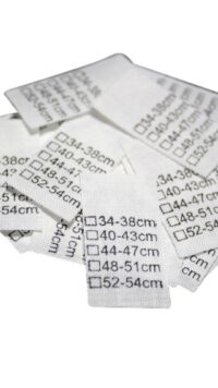25 Textiletiketten Universal 34-38cm bis 52-54cm