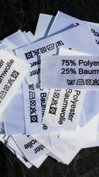 50 Textiletiketten 75% Polyester 25% Baumwolle
