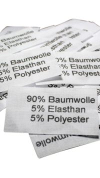 50 Textiletiketten 90% Baumwolle 5% Elasthan 5 % Polyester