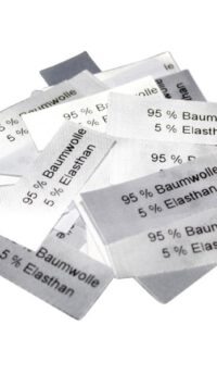 50 Textiletiketten 95% Baumwolle 5% Elasthan ohne Pflegesymbole