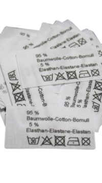 50 Textiletiketten 95% Baumwolle 5% Elasthan in drei Sprachen