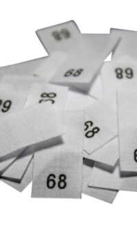 25 Textiletiketten - Größe 68 auf Mischband