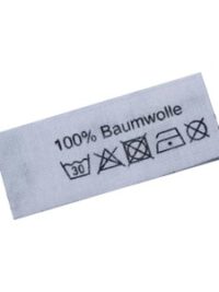 100% Baumwolle mit Pflegesymbole auf Mischband gedruckt
