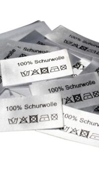 50 Textiletiketten 100% Schurwolle