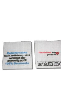Behelfsmasken 25 Einnäher 100% Baumwolle 60°- gefaltet - bunt auf Mischband
