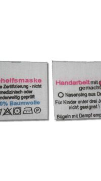 Behelfsmasken 25 Einnäher 100% Baumwolle 60°- gefaltet - bunt auf Mischband