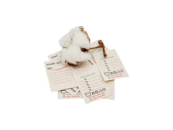 25 St. Universal Textiletiketten aus Natur-Baumwolle English