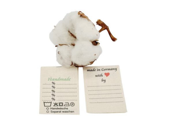 25 St. Universal Textiletiketten auf Natur Baumwolle