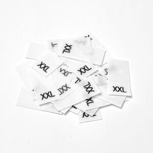 25 Textiletiketten  Größe XXL auf Mischband