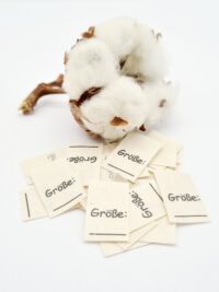 25 St. Textiletiketten Größe___ auf Naturbaumwolle
