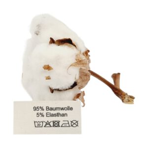 50 St. Textiletiketten aus Naturbaumwollband mit der Aufschrift 95% Baumwolle 5% Elasthan