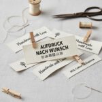 Textaufdruck nach Wunsch, simple Textiletiketten aus Naturbaumwollband