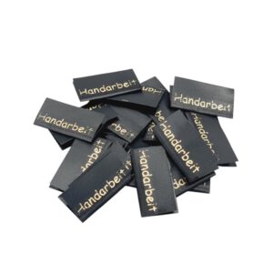 20 Textiletiketten Handarbeit -  schwarz/gold