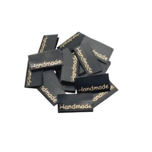 20 Textiletiketten Handmade - schwarz/gold